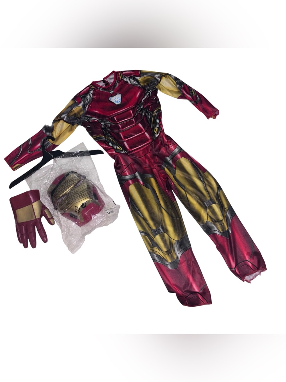 Marvel Avengers Iron Man Costume Small Red Gold Padded Muscle Jumpsuit S(4-6) - Picture 3 of 13